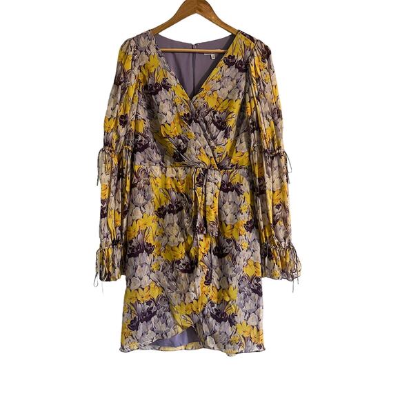 FLOR ET.AL Women's Morelias Printed Floral Chiffon Dress Lilac 10 - Picture 5 of 7